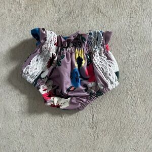 Lilac Floral Lace Trim Baby Bloomers - Kids Shorts